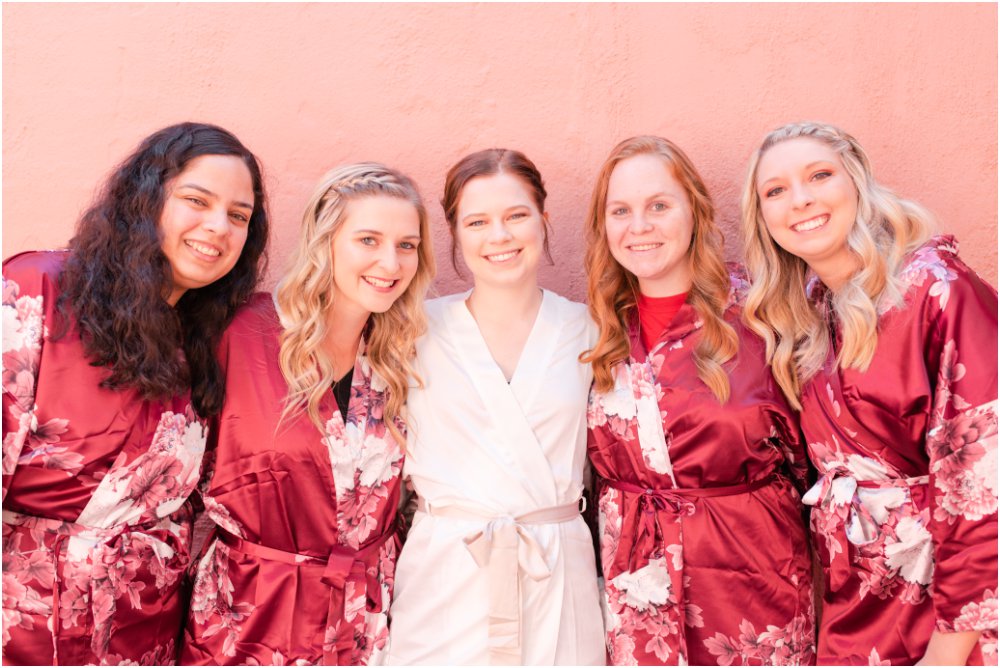 Arizona Inn wedding in Tucson bride with bridesmaids