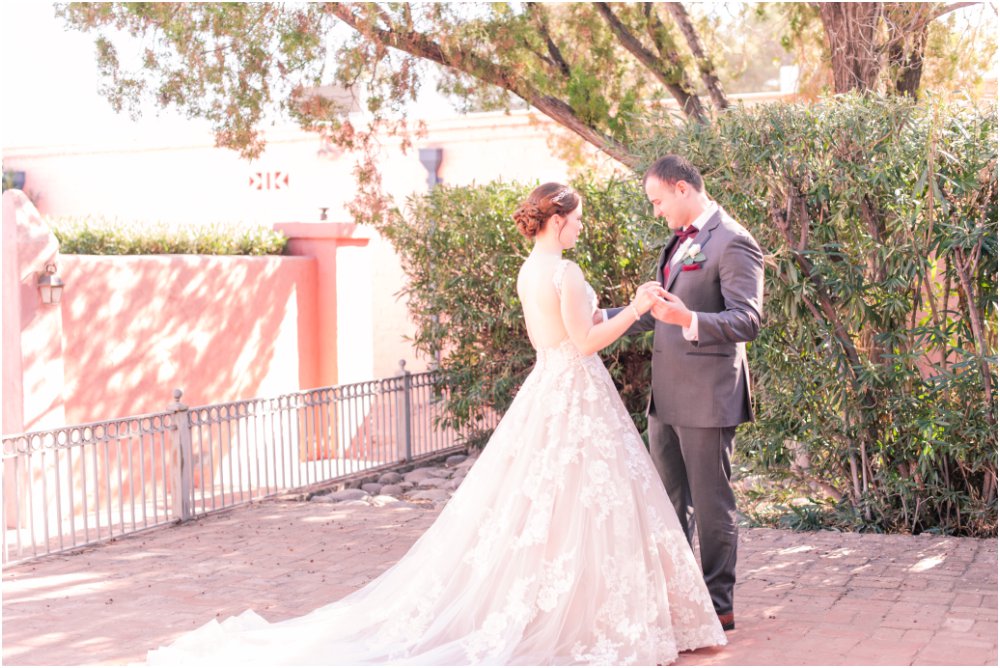 Arizona Inn wedding in Tucson sharing a First Look