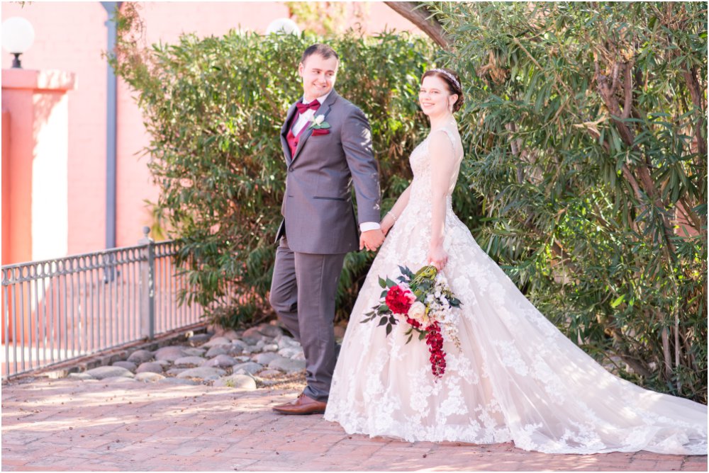 Arizona Inn wedding in Tucson bride and groom portraits