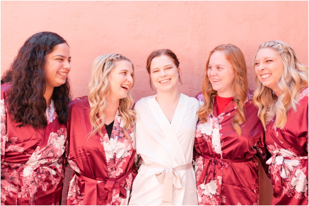 Arizona Inn wedding in Tucson bride with bridesmaids