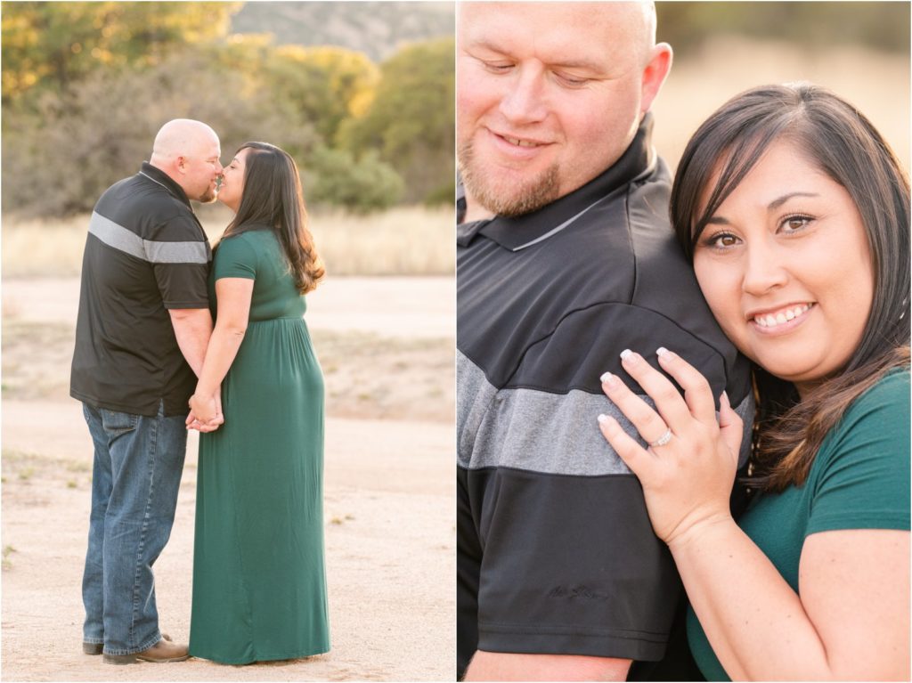 Couple in field for outdoor engagement session in Sierra Vista, AZ