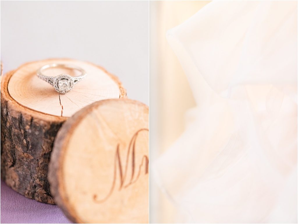 wedding ring on wooden ring box