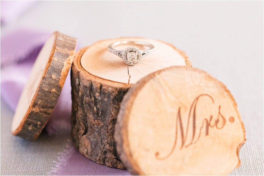 wedding ring and wooden ring box