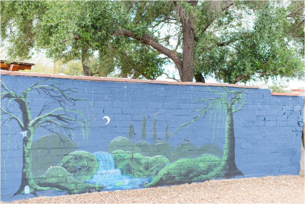 outdoor mural painted for vow renewal in Tucson