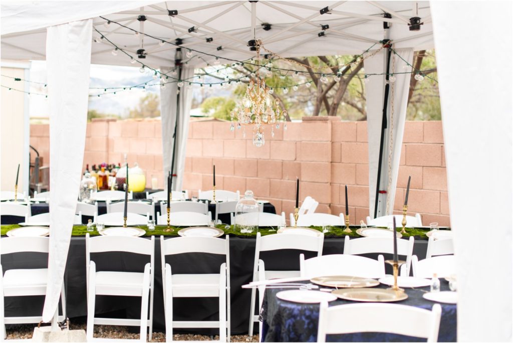 tent set up for backyard vow renewal in Tucson