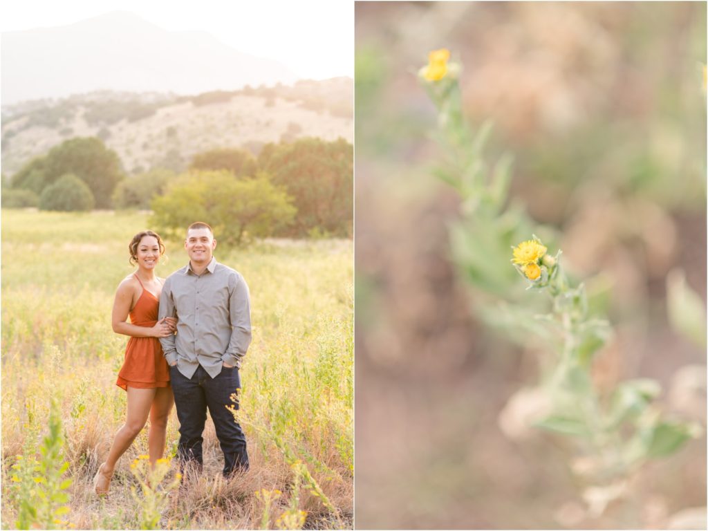Sierra Vista photographer couples portrait with closeup of wildflowers
