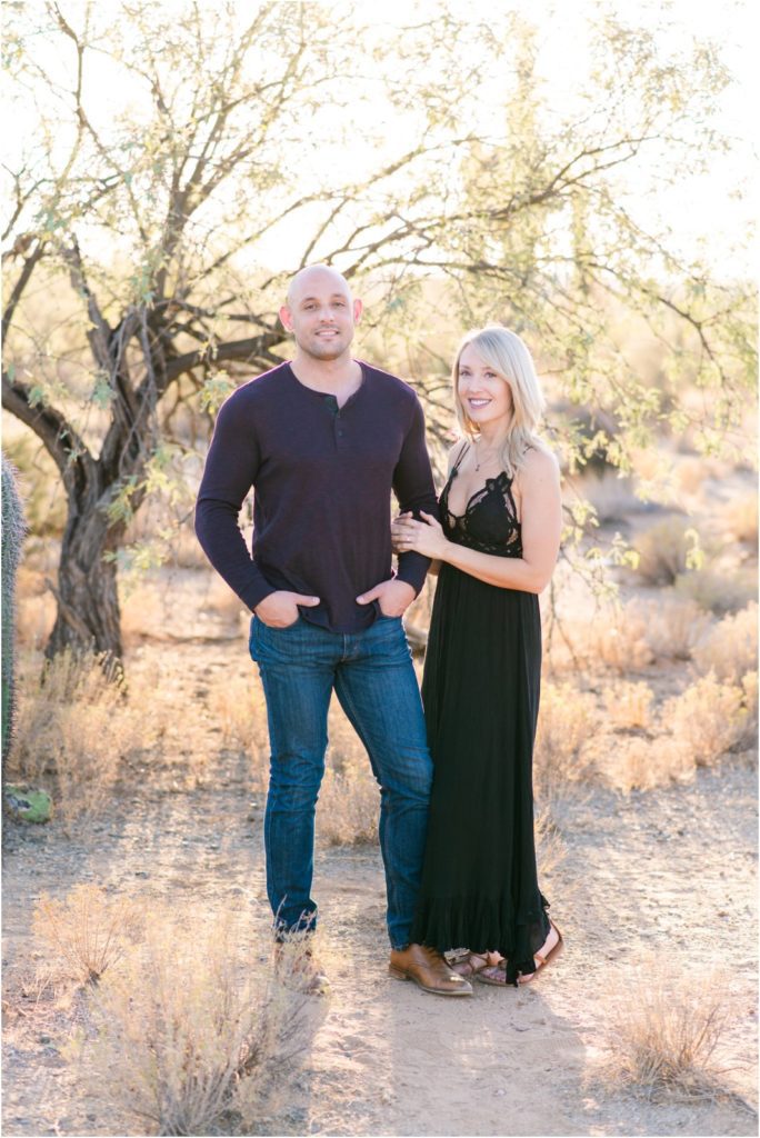 engaged couples portrait in the desert by Tucson wedding photographer Christy Hunter Photography