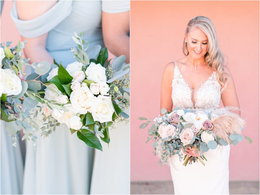 photo of bride's and bridesmaid's bouquets