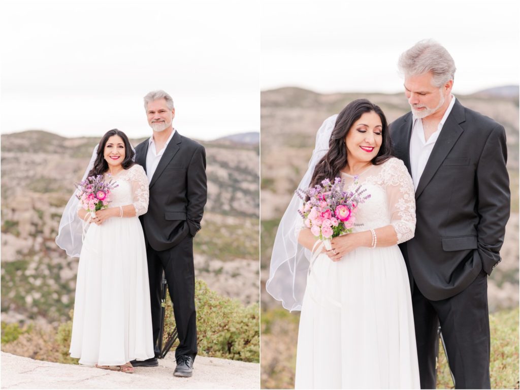 bride and groom on Mount Lemmon