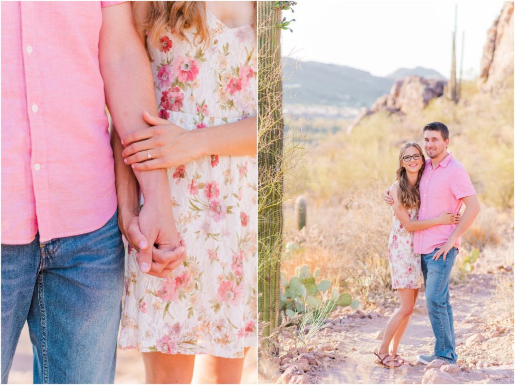 newly engaged couple in Tucson desert