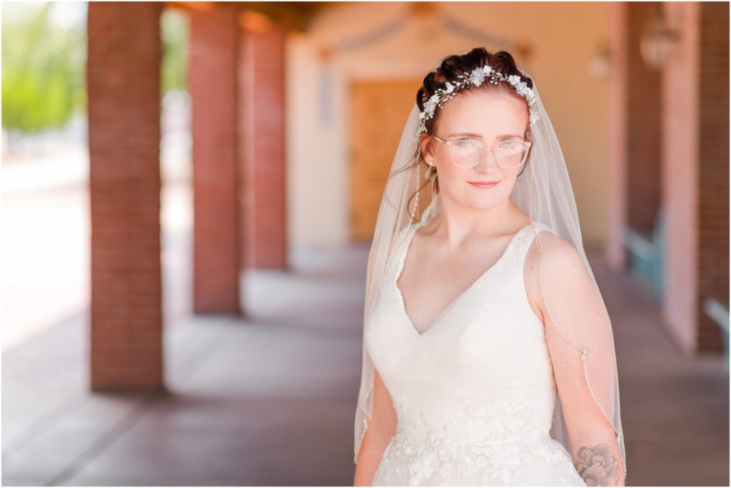 bride with clear glasses