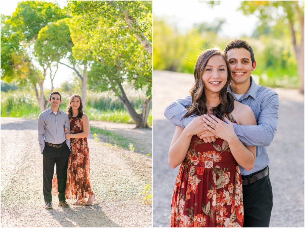 engaged couple at Sweetwater Wetlands Park in Tucson