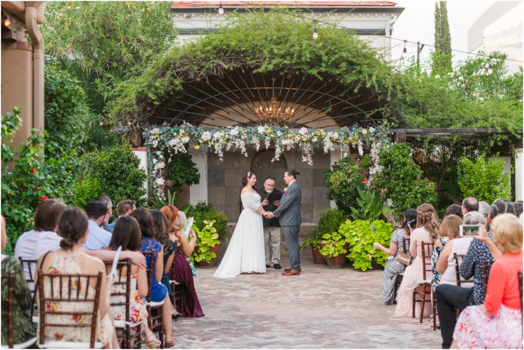 outdoor wedding in courtyard at Stillwell House in Tucson