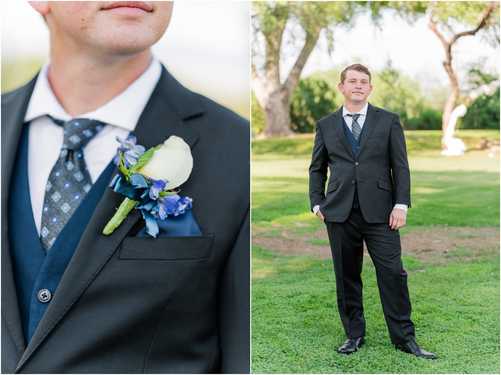 groom portraits on wedding day at La Mariposa Tucson
