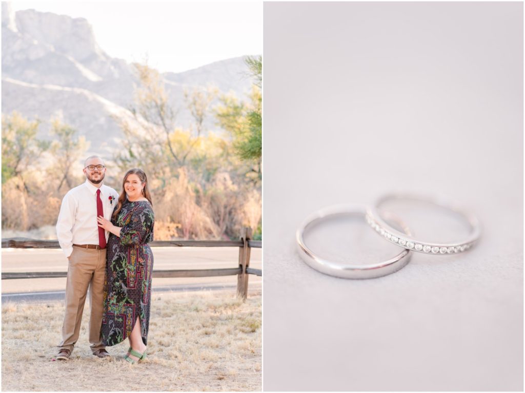 portrait of bride and groom at Catalina State Park