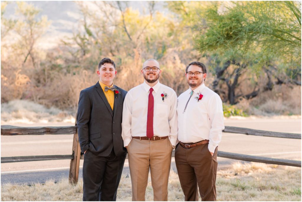 family photos at Catalina State Park on fall wedding day