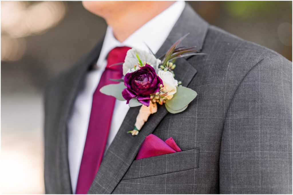 closeup of groom's boutonniere 