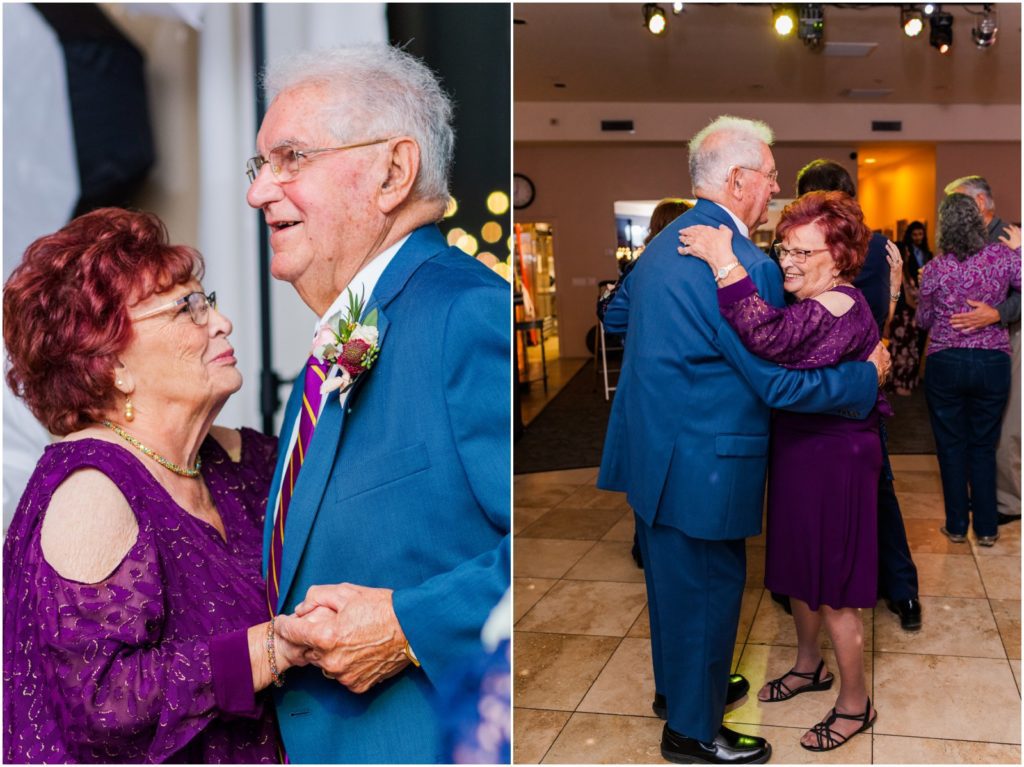 grandparents dancing at wedding reception together