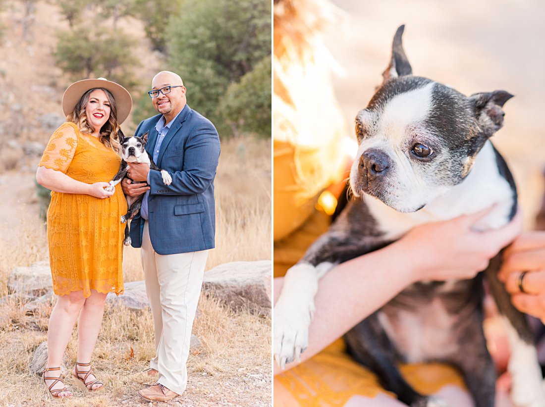 photos of couple in Carr Canyon with their dog