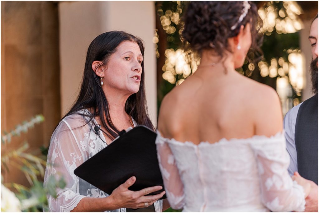 wedding officiant speaking during ceremony