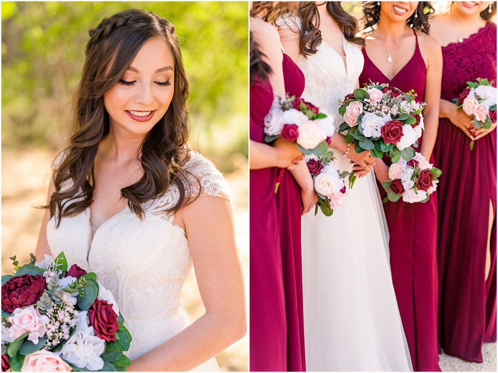 bride and her bridesmaids at Saguaro Buttes for spring wedding