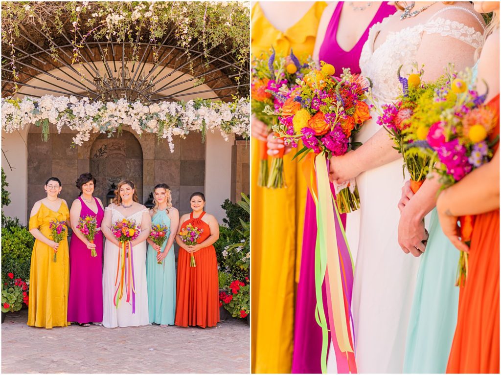 fiesta colored bridesmaid dresses