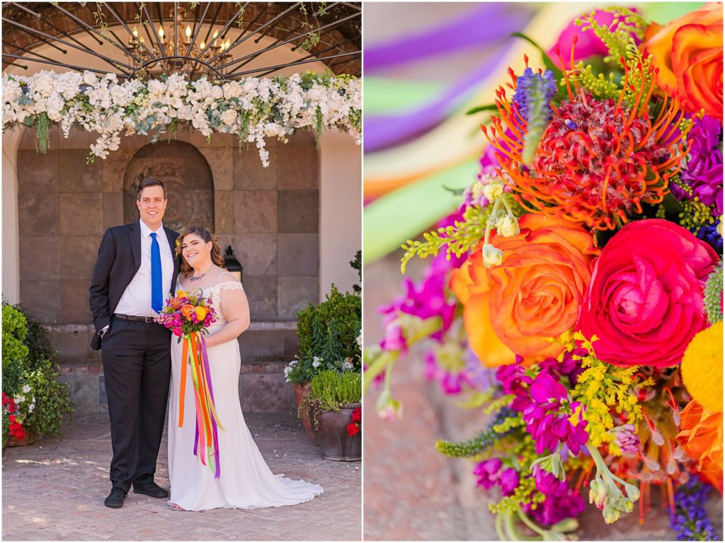 bride and groom at fiesta themed wedding in downtown Tucson