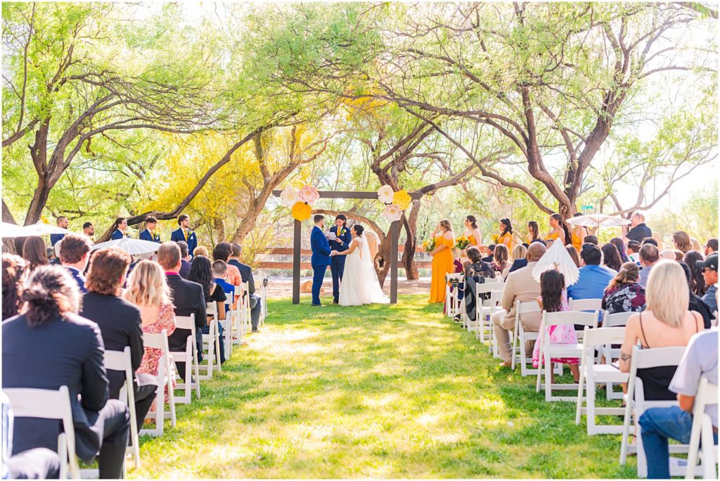 outdoor wedding in Tucson on grassy lawn in Spring