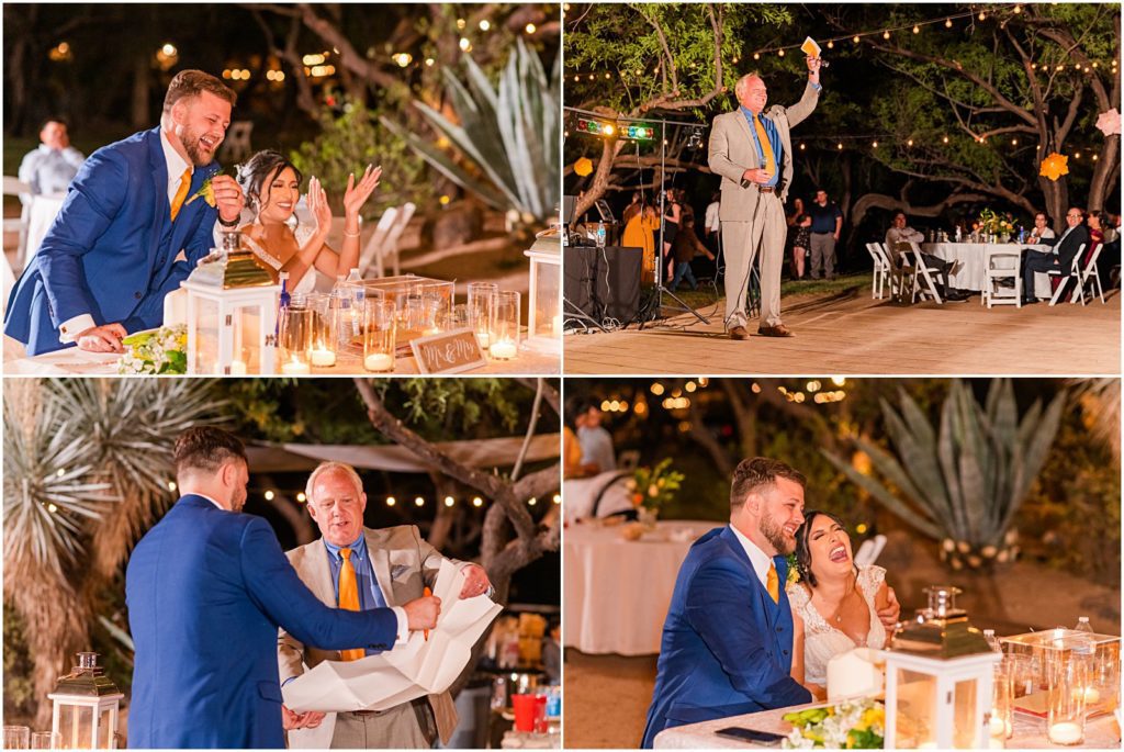 funny toast from groom's dad during wedding reception