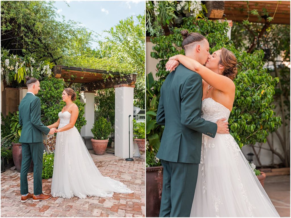 couple kiss during First Look
