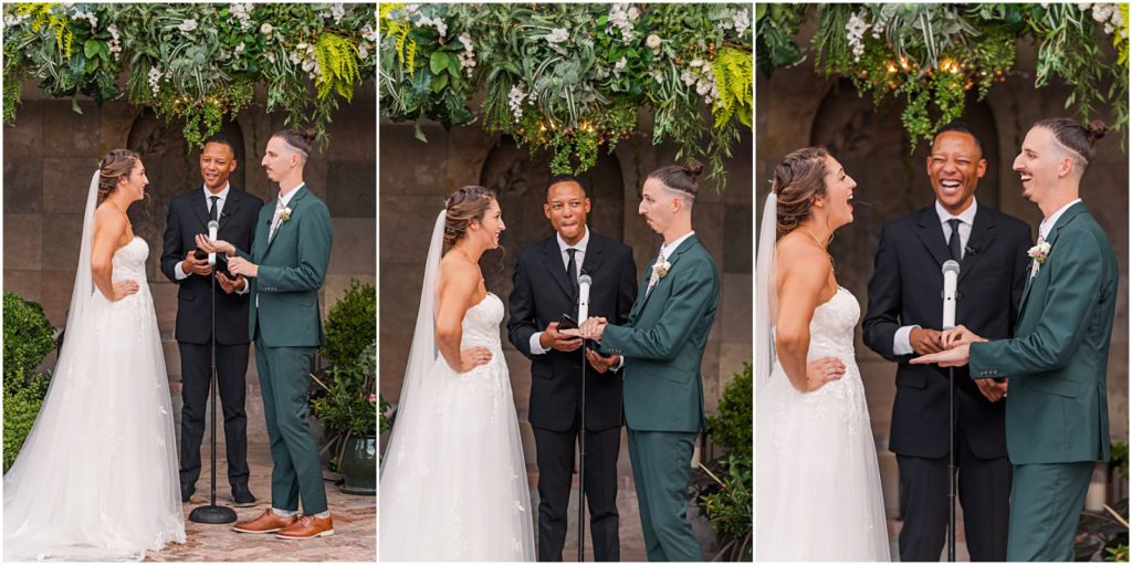 fun coin toss for vow reading during wedding ceremony