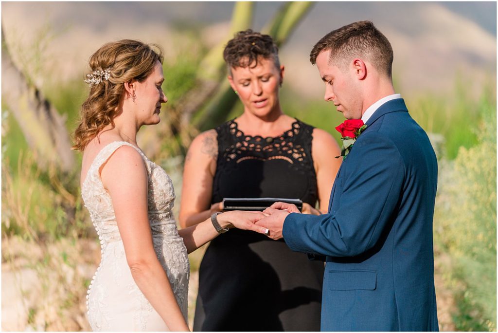 exchanging of rings during wedding ceremony