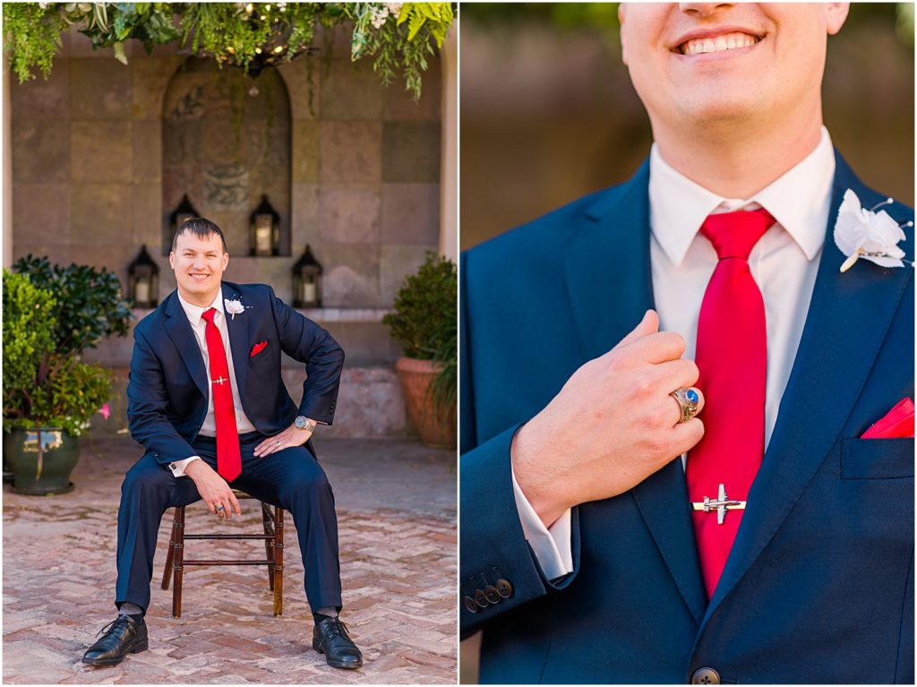 portrait of groom sitting casually and smiling