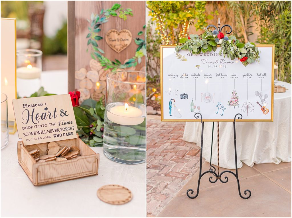 wedding day timeline welcome sign for guests