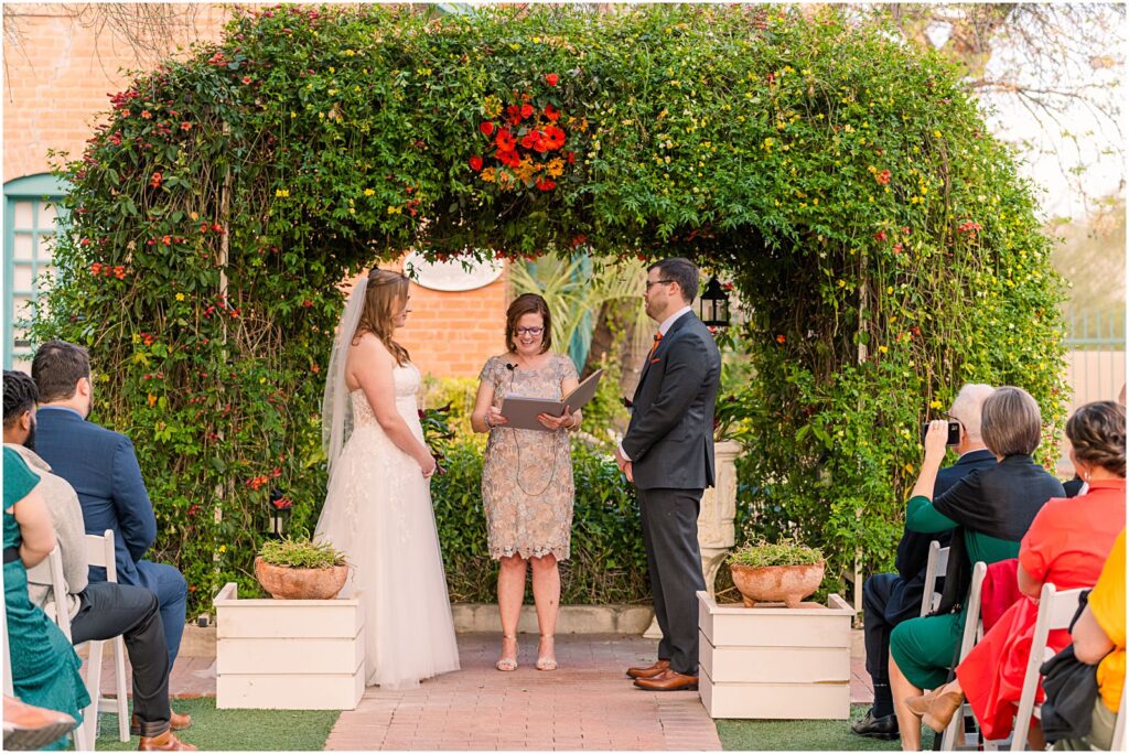 vow ceremony in simple garden