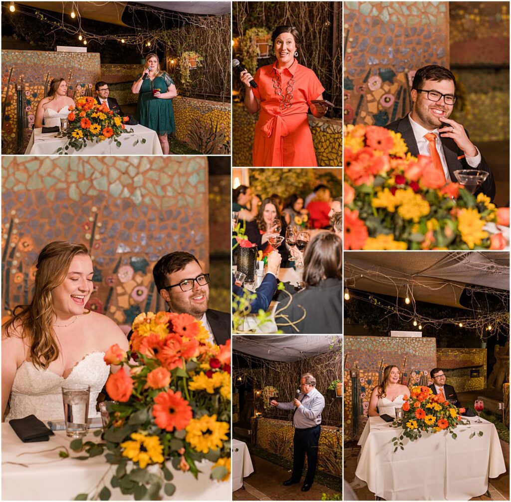 speeches and toasts at wedding reception at Café a la C'Art