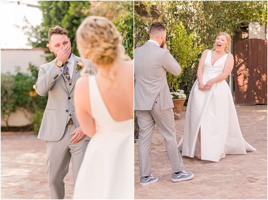 groom's surprise reaction when he turns around to see his bride for the first time