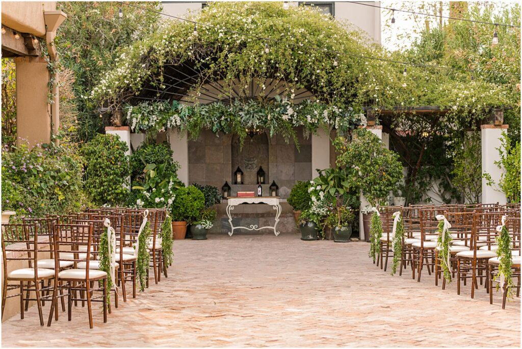 garden courtyard at historic wedding venue in downtown Tucson