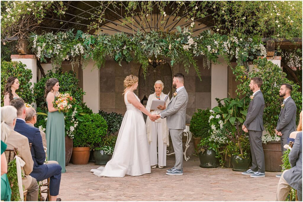 courtyard wedding ceremony outdoors in spring