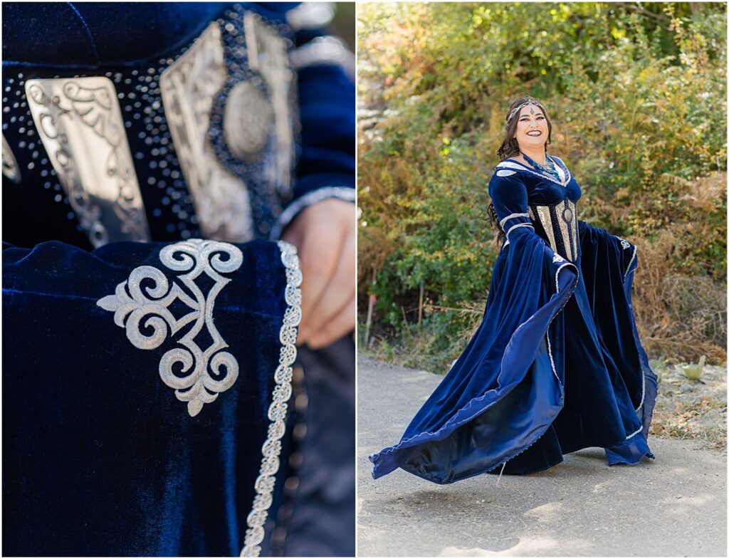 blue velvet elven wedding dress