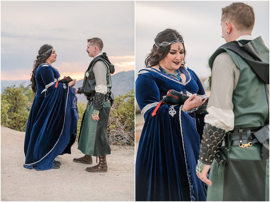 private vows on mountaintop at sunset