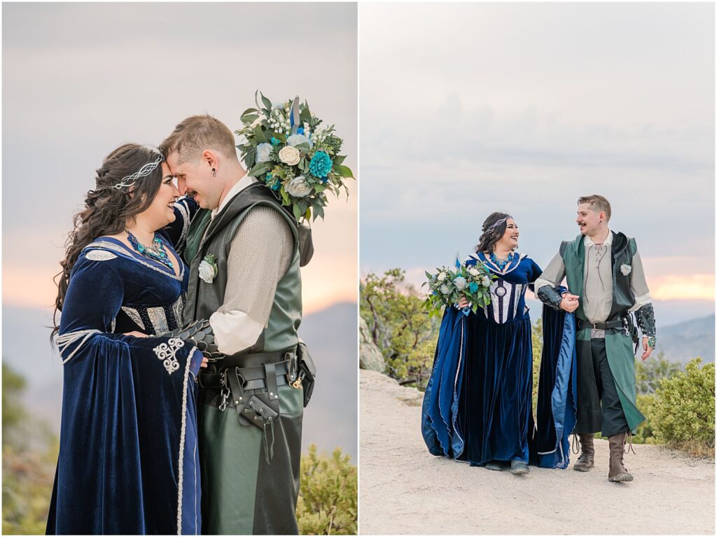 elven bride and knight groom photos at fantasy wedding