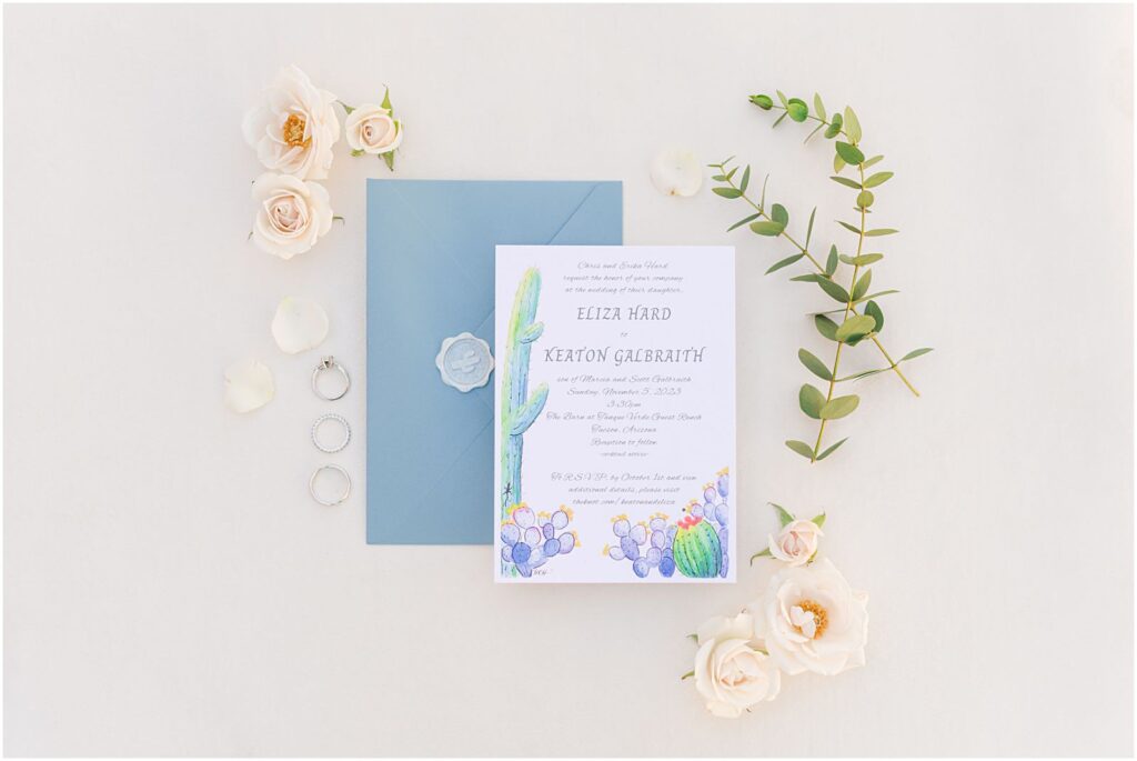 handmade pastel watercolor wedding invitation